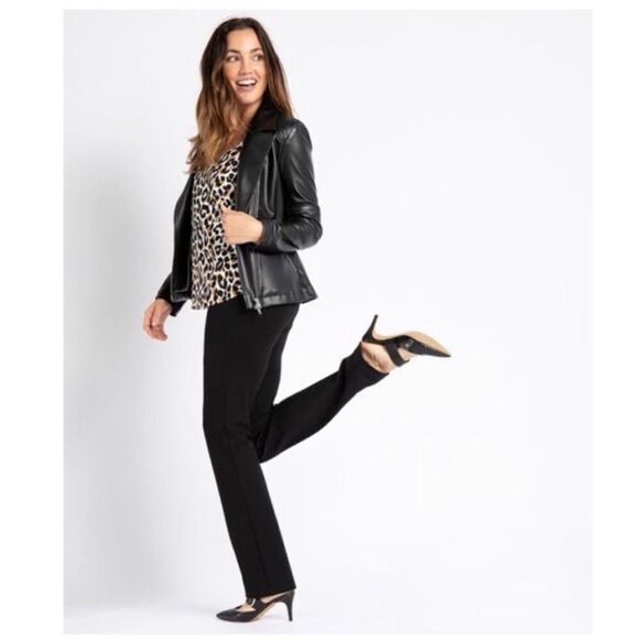 Betabrand Black Ponte Pull On Stretch Pants Office Travel Comfort NEW Size XXL - Picture 3 of 14